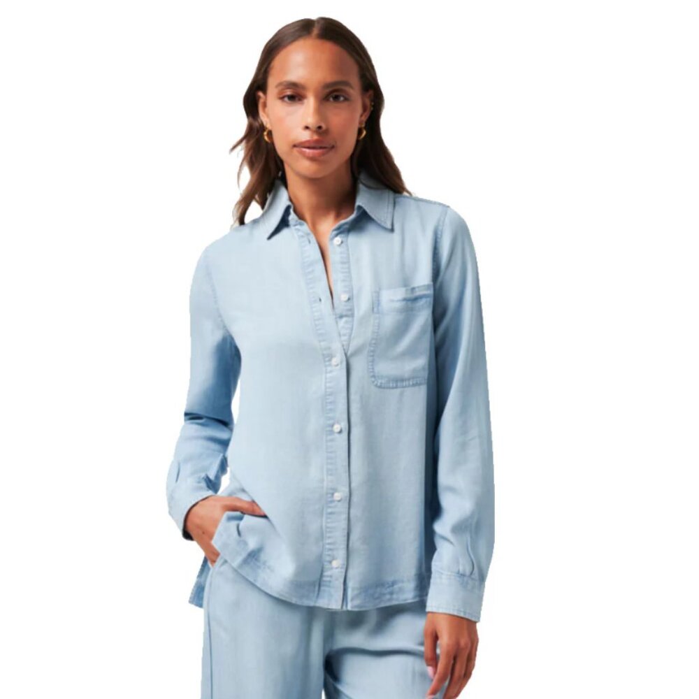 TravisMathew Chambray Button Down Womens Long Sleeve Shirt